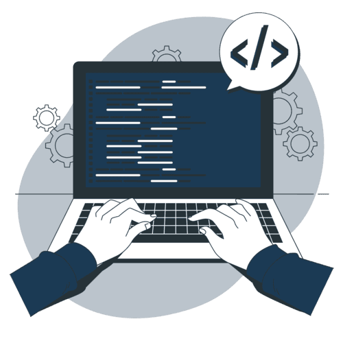 A person coding late at night at his desk